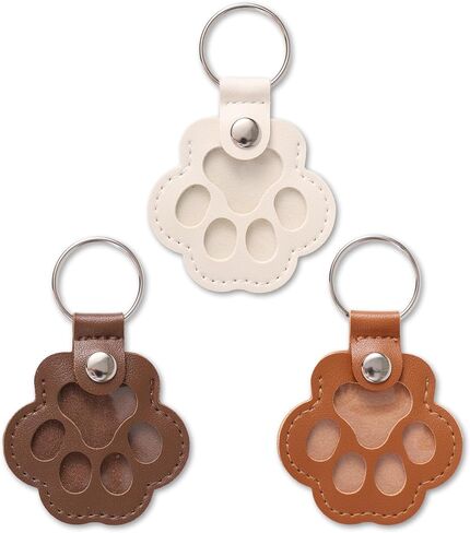 3pcs سلاسل مفاتيح تخزين الشعر للحيوانات الأليفة ، سلسلة مفاتيح مفاتيح جلدية على شكل مخلب للكلاب والقطط تخزين فرو تذكارية التذكارات حلقة مفتاح لمجلة شعر الحيوانات الأليفة (أبيض ، بني فاتح ، بني داكن) in Kuwait