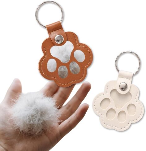 3pcs سلاسل مفاتيح تخزين الشعر للحيوانات الأليفة ، سلسلة مفاتيح مفاتيح جلدية على شكل مخلب للكلاب والقطط تخزين فرو تذكارية التذكارات حلقة مفتاح لمجلة شعر الحيوانات الأليفة (أبيض ، بني فاتح ، بني داكن) in Kuwait