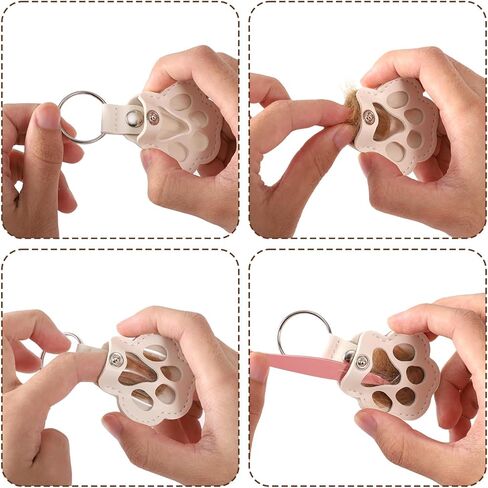 3pcs سلاسل مفاتيح تخزين الشعر للحيوانات الأليفة ، سلسلة مفاتيح مفاتيح جلدية على شكل مخلب للكلاب والقطط تخزين فرو تذكارية التذكارات حلقة مفتاح لمجلة شعر الحيوانات الأليفة (أبيض ، بني فاتح ، بني داكن) in Kuwait