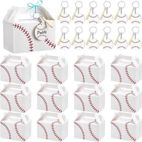 Marspark 12 Sets Baseball Treat Snack Hights مع Wood Baseball Keychains Party Favors Mini Ball Bat Decorations Candy Goodie Cookies Facs Sports Friday Event Supplies Sport in Saudi Arabia