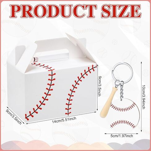 Marspark 12 Sets Baseball Treat Snack Hights مع Wood Baseball Keychains Party Favors Mini Ball Bat Decorations Candy Goodie Cookies Facs Sports Friday Event Supplies Sport in Saudi Arabia
