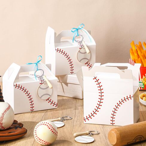 Marspark 12 Sets Baseball Treat Snack Hights مع Wood Baseball Keychains Party Favors Mini Ball Bat Decorations Candy Goodie Cookies Facs Sports Friday Event Supplies Sport in Saudi Arabia