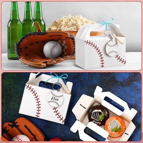 Marspark 12 Sets Baseball Treat Snack Hights مع Wood Baseball Keychains Party Favors Mini Ball Bat Decorations Candy Goodie Cookies Facs Sports Friday Event Supplies Sport in Saudi Arabia