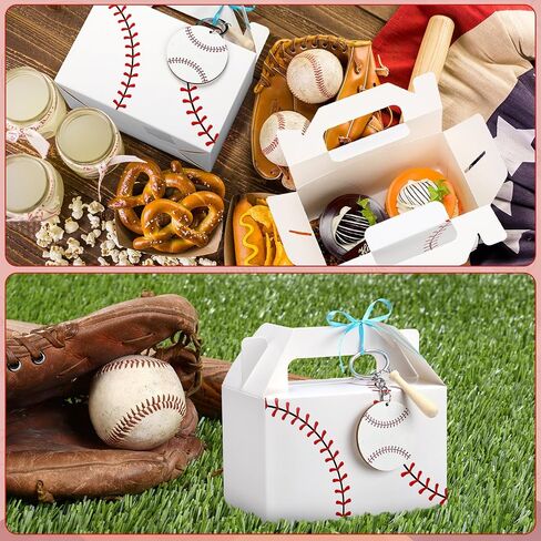 Marspark 12 Sets Baseball Treat Snack Hights مع Wood Baseball Keychains Party Favors Mini Ball Bat Decorations Candy Goodie Cookies Facs Sports Friday Event Supplies Sport in Saudi Arabia