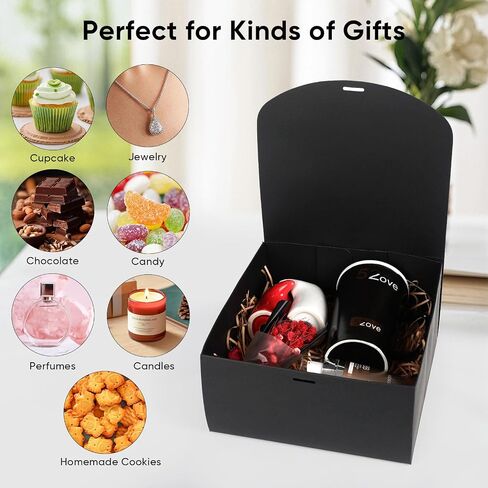 YEEHONG Gift Boxes with Lids, 8x8x4 Inch Kraft Paper Gift Box with Ribbon, Bridesmaid Proposal Box for Wedding, Packaging, Present, Birthday, Cupcake (10 Pack) in Saudi Arabia