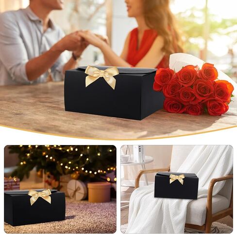 YEEHONG Gift Boxes with Lids, 8x8x4 Inch Kraft Paper Gift Box with Ribbon, Bridesmaid Proposal Box for Wedding, Packaging, Present, Birthday, Cupcake (10 Pack) in Saudi Arabia
