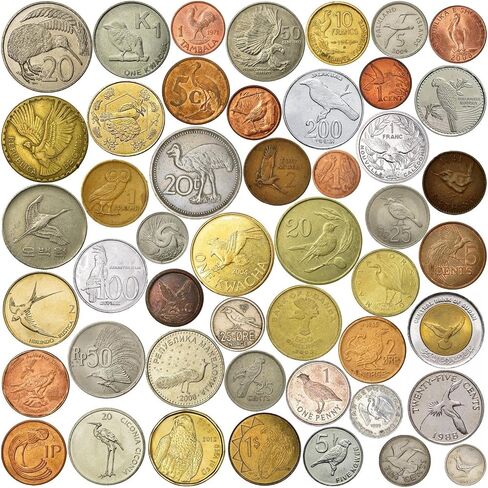 Animal Fantasy Coins Collection - 100 Different Novelty Tokens - European, Asian, American, and African Wildlife - Birds, Mammals, Marine Animals in Kuwait
