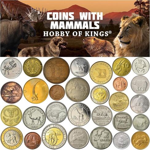 Animal Fantasy Coins Collection - 100 Different Novelty Tokens - European, Asian, American, and African Wildlife - Birds, Mammals, Marine Animals in Kuwait