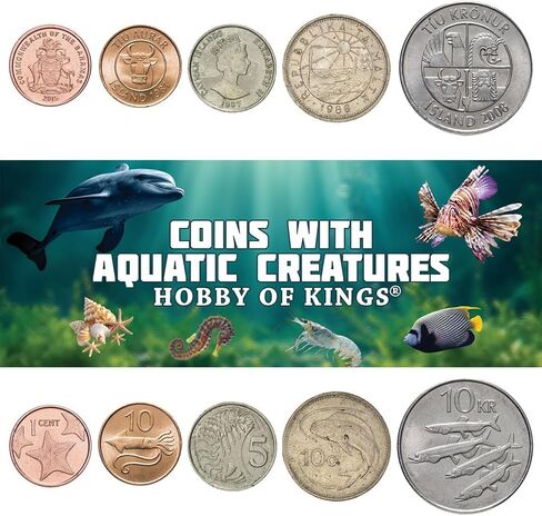 Animal Fantasy Coins Collection - 100 Different Novelty Tokens - European, Asian, American, and African Wildlife - Birds, Mammals, Marine Animals in Kuwait