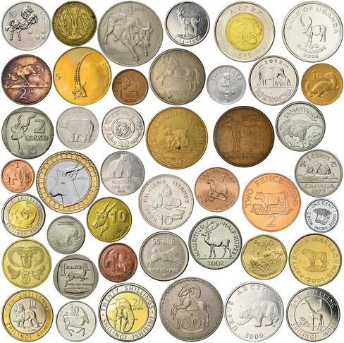 Animal Fantasy Coins Collection - 100 Different Novelty Tokens - European, Asian, American, and African Wildlife - Birds, Mammals, Marine Animals in Kuwait
