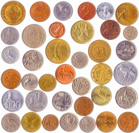Animal Fantasy Coins Collection - 100 Different Novelty Tokens - European, Asian, American, and African Wildlife - Birds, Mammals, Marine Animals in Kuwait