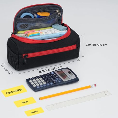 ECHSRT Jumbo Pencil Case Organizer for Men Women ، حقيبة قلم رصاص كبيرة جدًا ، حقيبة تخزين محمولة متينة لتوصيلات سفر المكاتب - أسود in Kuwait