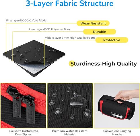 ECHSRT Jumbo Pencil Case Organizer for Men Women ، حقيبة قلم رصاص كبيرة جدًا ، حقيبة تخزين محمولة متينة لتوصيلات سفر المكاتب - أسود in Kuwait