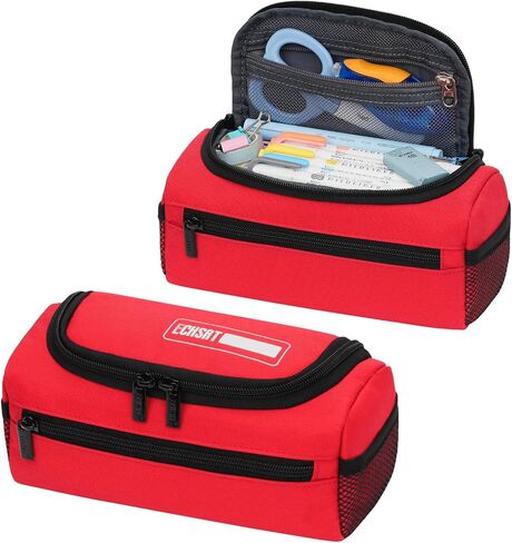 ECHSRT Jumbo Pencil Case Organizer for Men Women ، حقيبة قلم رصاص كبيرة جدًا ، حقيبة تخزين محمولة متينة لتوصيلات سفر المكاتب - أسود in Kuwait
