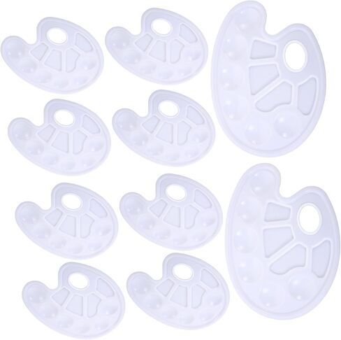 Angoily 10pcs Washable Plastic Paint Palette Set for Artists Watercolor Oil Mixing Tray Sturdy Multi-Color Mixing Plates for Acrylic and Watercolor Painting in Saudi Arabia