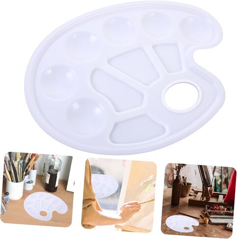 Angoily 10pcs Washable Plastic Paint Palette Set for Artists Watercolor Oil Mixing Tray Sturdy Multi-Color Mixing Plates for Acrylic and Watercolor Painting in Saudi Arabia