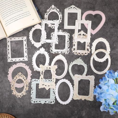 40 PCS Lace Frame Scrapbook Stickers ، Hollow Card Out Out Frames Decorative Paper Photo Frame Decorative Frames for Diy Arts Crafts Journal in Saudi Arabia