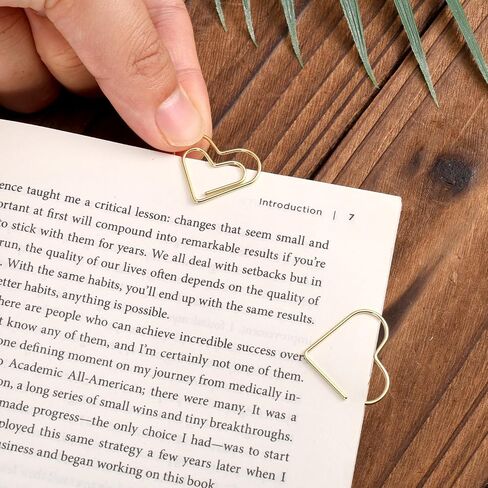 100pcs Gold Heart Paper Clips, Cute Love Shaped Decorative Metal Binder Paperclips for Office School Notes Documents Wedding Decor Crafts & Stationery (Large) in Saudi Arabia