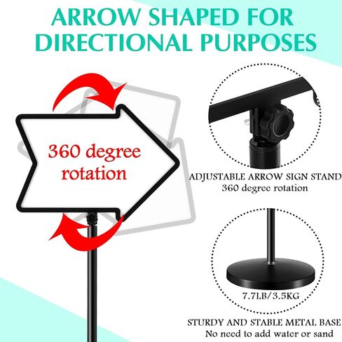 LINCIA 2 PACK ARROW ARROW SIGN SCAND STAND STAND ALPERTION SINDS 11.7 × 16.5 بوصة مزدوجة من جانب التمثال الثقيل لمدرسة الفندق في الهواء الطلق الداخلي in Saudi Arabia