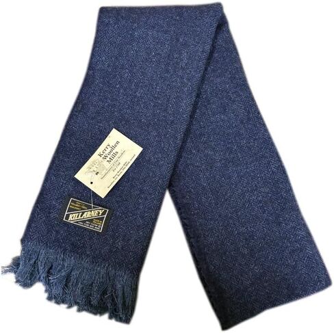 Kerry Woollen Mills Killarney Herringbone Wool Scarf – Green Check, Green, One size in Saudi Arabia