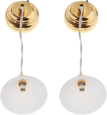 2X 1/12 Dollhouse Miniature Fruniture Mini Ceiling Lamp Tiny Battery Operated Bedroom Living Room Decoration Accessories in Saudi Arabia