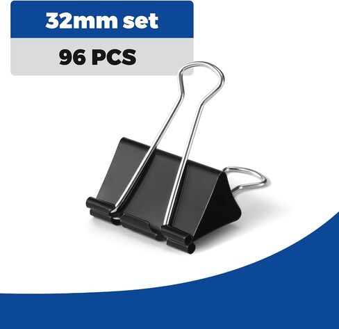 مشابك الورق Eclirgan ، مقاطع باندر 1.25 بوصة （96 جهاز كمبيوتر ， مقطع رابط الورق الأسود (12 جهازًا في 8 حالات) للاستخدام المكتبي/المدارس/المشابك المتوسطة لمقاطع DIY/المعلمين اليومية/لوازم المنزل in Saudi Arabia