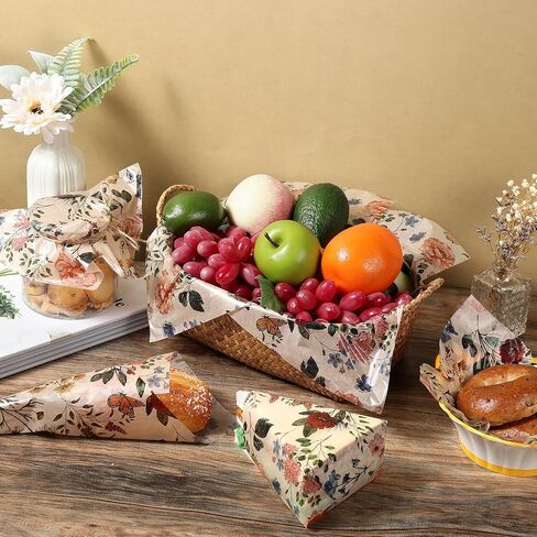 150 PCS Wildflower Garden Floral Wax Paper Leaves for Food Deli ، 9.8 × 8.3 بوصة ورق التغليف للزهرة البرية in Saudi Arabia