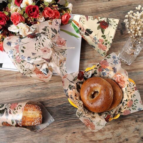 150 PCS Wildflower Garden Floral Wax Paper Leaves for Food Deli ، 9.8 × 8.3 بوصة ورق التغليف للزهرة البرية in Saudi Arabia