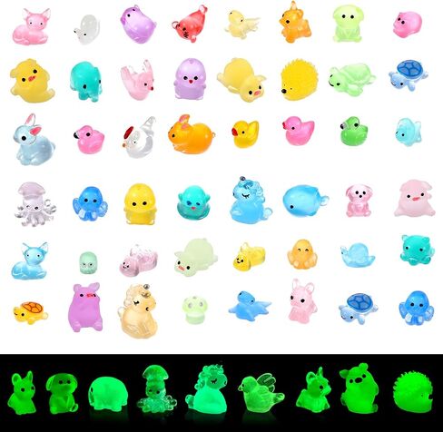 200PCS Luminous Mini Resin Animals Bulk 30 Types Small Resin Animals Figures to Hide Bulk Glow in The Dark Tiny Animal Figures for Micro Dollhouse Landscape Aquarium Decorations in Saudi Arabia