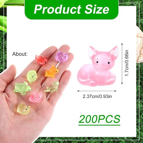 200PCS Luminous Mini Resin Animals Bulk 30 Types Small Resin Animals Figures to Hide Bulk Glow in The Dark Tiny Animal Figures for Micro Dollhouse Landscape Aquarium Decorations in Saudi Arabia