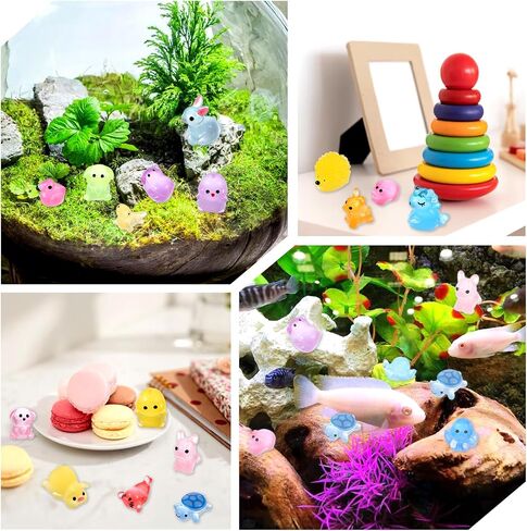 200PCS Luminous Mini Resin Animals Bulk 30 Types Small Resin Animals Figures to Hide Bulk Glow in The Dark Tiny Animal Figures for Micro Dollhouse Landscape Aquarium Decorations in Saudi Arabia