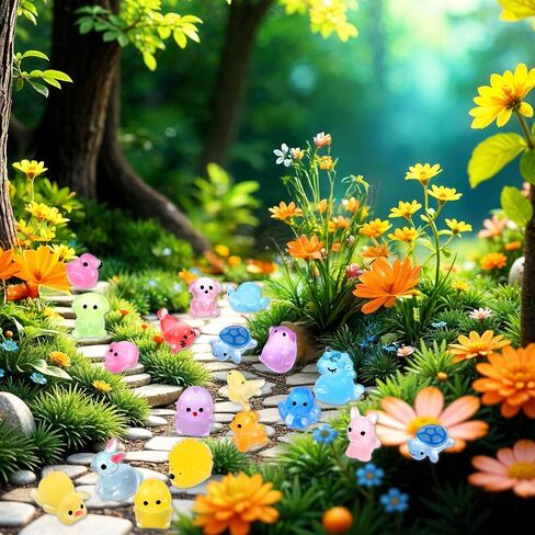 200PCS Luminous Mini Resin Animals Bulk 30 Types Small Resin Animals Figures to Hide Bulk Glow in The Dark Tiny Animal Figures for Micro Dollhouse Landscape Aquarium Decorations in Saudi Arabia