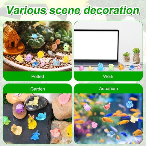 200PCS Luminous Mini Resin Animals Bulk 30 Types Small Resin Animals Figures to Hide Bulk Glow in The Dark Tiny Animal Figures for Micro Dollhouse Landscape Aquarium Decorations in Saudi Arabia