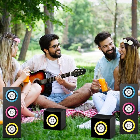 6Pcs 80s 90s Party Boxes Large Music Hip Hop Party Decorations Boxes Large Paper Boombox Boom Box Decorations for Retro 1980s 1990s Theme Birthday Disco Music Neon Supplies Favors in Saudi Arabia