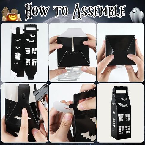 Chunnin 24pcs Halloween Haunted House Home Hights For Halloween Party Decorations Haunted House على شكل صناديق Halloweens Houses Box Box مع مقبض لتوفيات عيد ميلاد Halloweens in Saudi Arabia