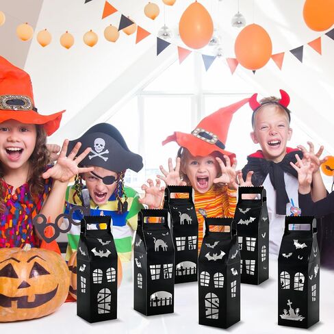 Chunnin 24pcs Halloween Haunted House Home Hights For Halloween Party Decorations Haunted House على شكل صناديق Halloweens Houses Box Box مع مقبض لتوفيات عيد ميلاد Halloweens in Saudi Arabia