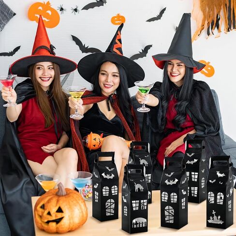 Chunnin 24pcs Halloween Haunted House Home Hights For Halloween Party Decorations Haunted House على شكل صناديق Halloweens Houses Box Box مع مقبض لتوفيات عيد ميلاد Halloweens in Saudi Arabia