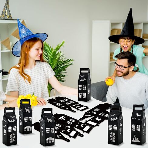 Chunnin 24pcs Halloween Haunted House Home Hights For Halloween Party Decorations Haunted House على شكل صناديق Halloweens Houses Box Box مع مقبض لتوفيات عيد ميلاد Halloweens in Saudi Arabia