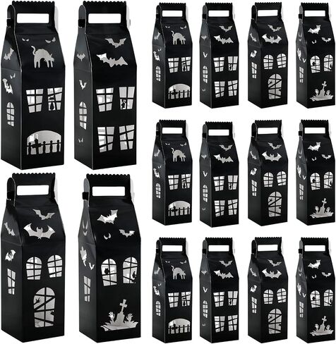 Chunnin 24pcs Halloween Haunted House Home Hights For Halloween Party Decorations Haunted House على شكل صناديق Halloweens Houses Box Box مع مقبض لتوفيات عيد ميلاد Halloweens in Saudi Arabia