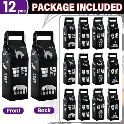 Chunnin 24pcs Halloween Haunted House Home Hights For Halloween Party Decorations Haunted House على شكل صناديق Halloweens Houses Box Box مع مقبض لتوفيات عيد ميلاد Halloweens in Saudi Arabia