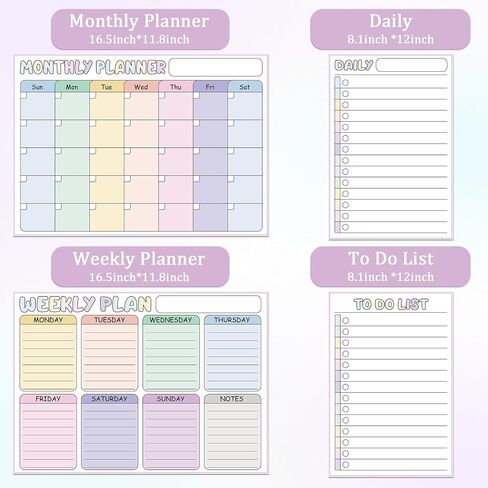 4 PCS Magnet White Board Calendar مجموعة محو جاف شهريًا يوميًا للقيام بمخطط السبورة للبيضاء لمركز القيادة العائلي في الجدار in Saudi Arabia