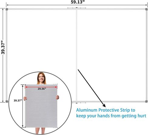 Jiloffice Bare Bhole Board 60 × 40 بوصة ، اللوحة البيضاء المغناطيسية الجافة ، إطار من الألومنيوم الفضي مع 2 لوحة مثبتة على الحائط الصينية القابلة للفصل للمنزل والمدرسة المكتبية in Kuwait