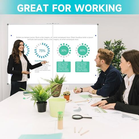 Jiloffice Bare Bhole Board 60 × 40 بوصة ، اللوحة البيضاء المغناطيسية الجافة ، إطار من الألومنيوم الفضي مع 2 لوحة مثبتة على الحائط الصينية القابلة للفصل للمنزل والمدرسة المكتبية in Kuwait