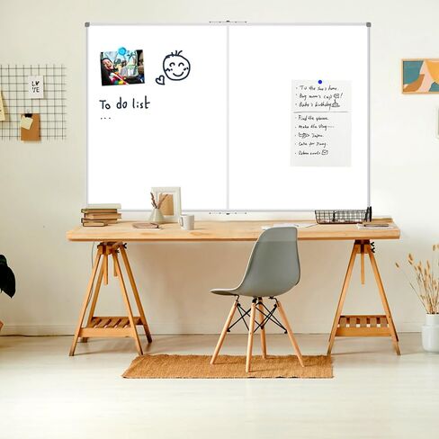 Jiloffice Bare Bhole Board 60 × 40 بوصة ، اللوحة البيضاء المغناطيسية الجافة ، إطار من الألومنيوم الفضي مع 2 لوحة مثبتة على الحائط الصينية القابلة للفصل للمنزل والمدرسة المكتبية in Kuwait