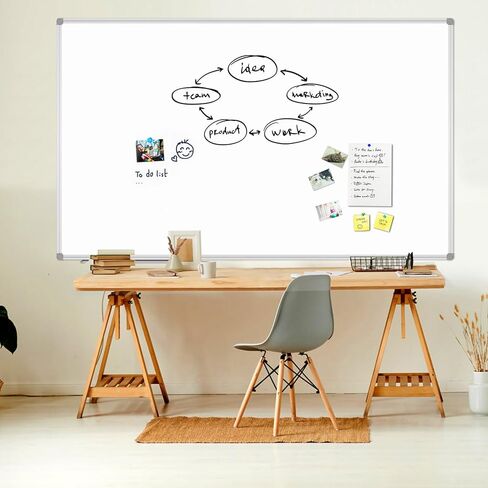 Jiloffice Bare Bhole Board 60 × 40 بوصة ، اللوحة البيضاء المغناطيسية الجافة ، إطار من الألومنيوم الفضي مع 2 لوحة مثبتة على الحائط الصينية القابلة للفصل للمنزل والمدرسة المكتبية in Kuwait