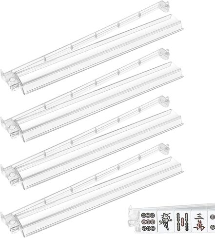 Mahjong Racks with Pushers 4 Pcs, Mahjong Accessories Mah Jongg Tile Pusher Set Assisting Your Game, Durable One-Piece Rack Making Your Game Easy (Transparent) in Kuwait