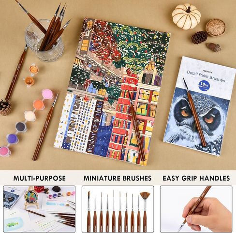 HNIHUY Detail Paint Brushes Set 10pcs Miniature Brushes for Fine Detailing & Art Painting - Acrylic, Watercolor, Oil, Models in Saudi Arabia
