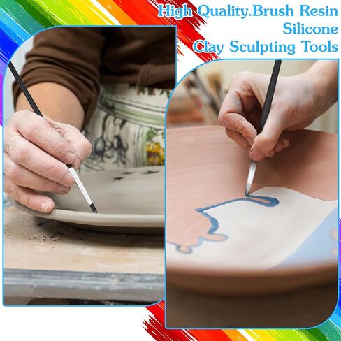 10 Pcs Silicone Paint Brushes, Professional Sculpting Tool Flexible Clay Carving Tools for Pottery Sculpting Artwork DIY Crafts in Saudi Arabia