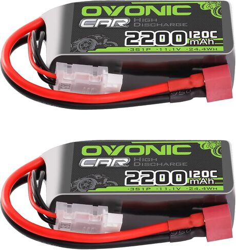 بطارية Ovonic 3S Lipo Short 11.1v 2200mah 120c مع قابس T على طراز Dean لـ RC Car RC Truck Airplane Poit Car Car Hobby [2 حزم] [77 "D X 34" W × 26 "H MM] in Saudi Arabia