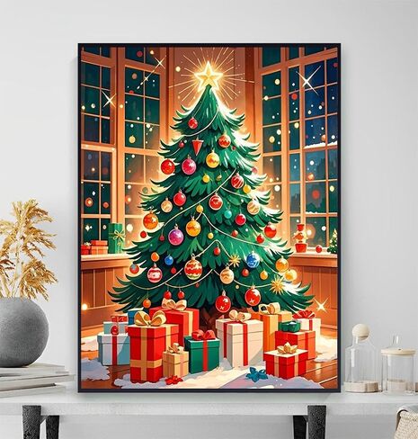 ACIOPPL Paint by Numbers for Adults Beginner Christmas DIY Acrylic Painting Kits Christmas Tree Oil Painting by Number Kit Drawing Paintwork Paint Canvas Set for Home Wall Decor Christmas Tree in Saudi Arabia